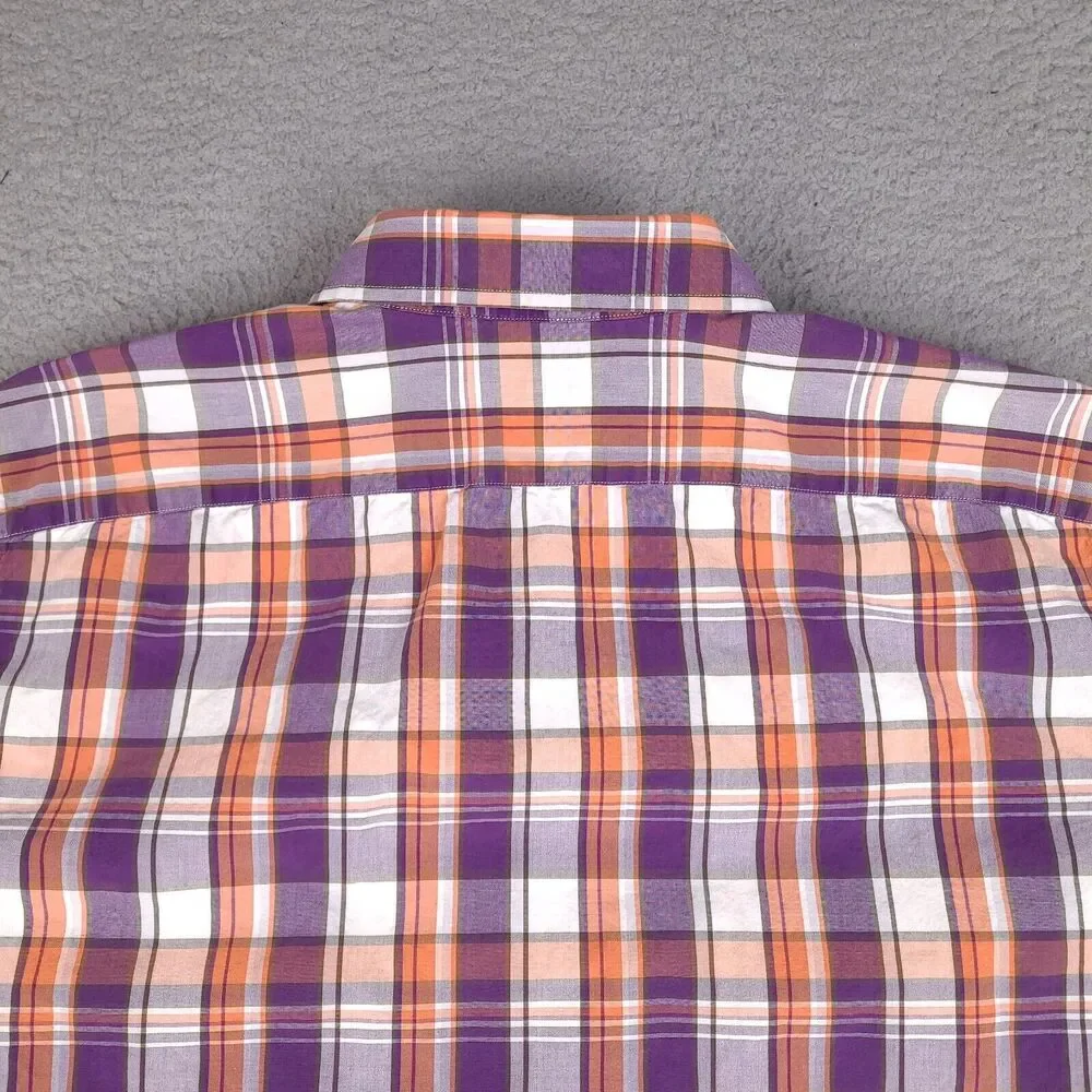 Banana Republic Shirt Mens XL Colorful‎ Plaid Short Sleeve Button Down Soft Wash